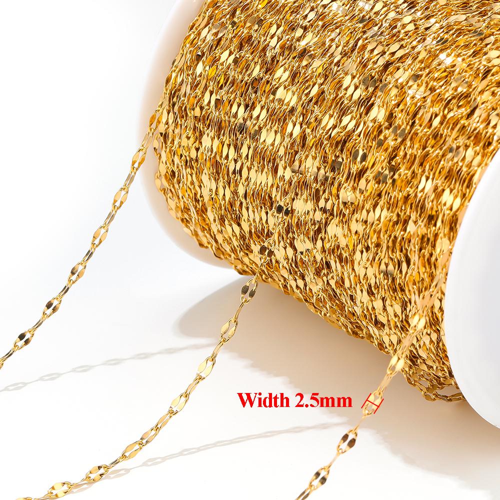2 Meters Stainless Steel Gold Flat Oval Filled Cable Chains for DIY Necklace Making Jewelry Making Findings Bracelet Supplies