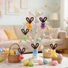 Button Easter Bunny Craft Kit DIY Button Bunny Hanging Ornament with Twisting Stick Ears for Easters Basket Stuffer Holiday Party Favors