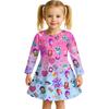 Kids Girls Casual Daily Dress Cute Cartoon Print Long Sleeves Dance Wear Princess Dress  2-12 Years