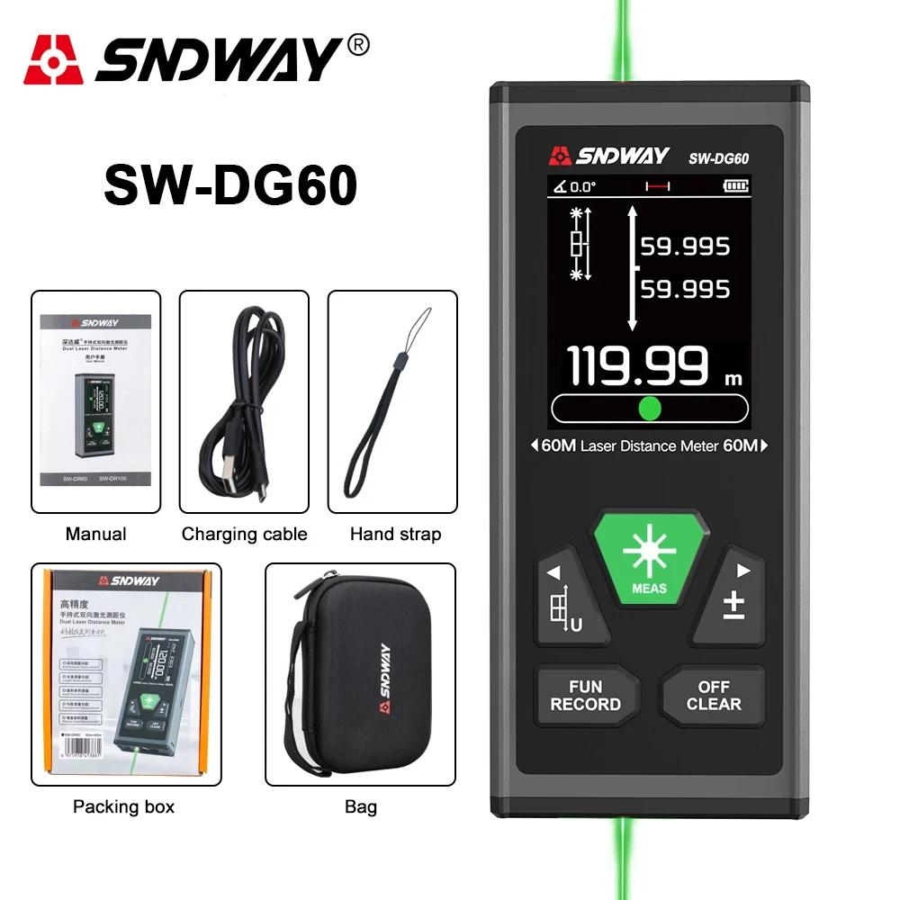 SNDWAY SW DR60 DR100 DG60 DG100 Laser Distance Meter Bidirectional Laser Tape Measure Two Way Electronic Level Range Finder