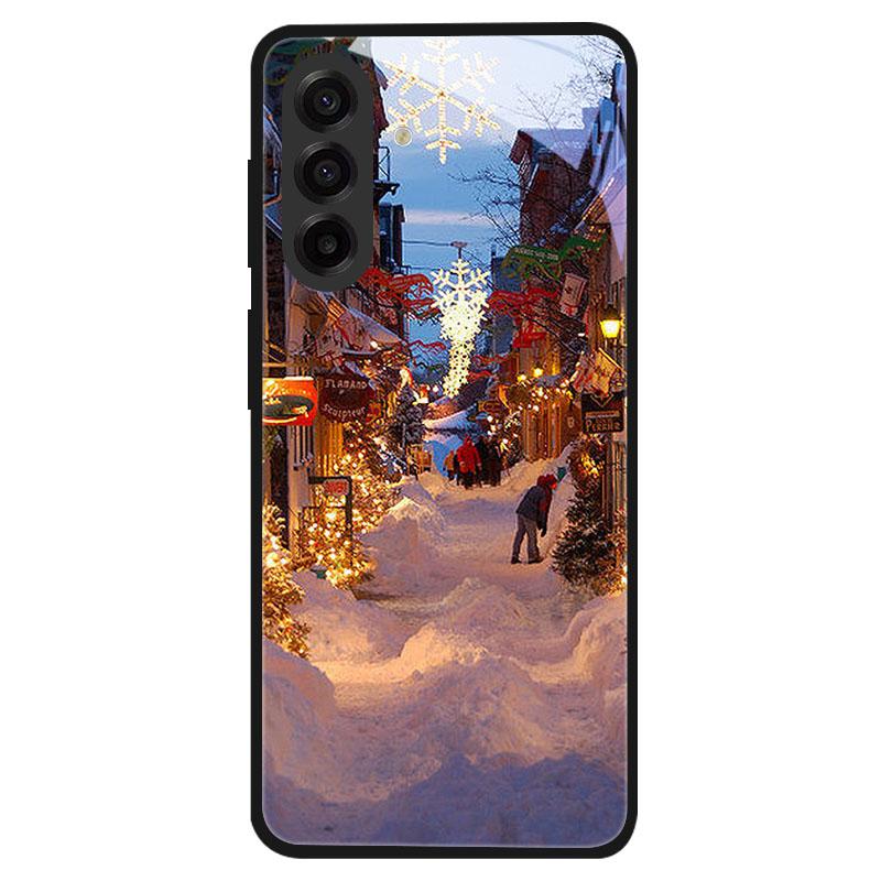 Christmas Style Tempered Glass Case For Samsung Galaxy S24 S22 S21 S23 S25 Ultra Fe Shockproof Cover S25FE S25 Edge Shell Coque
