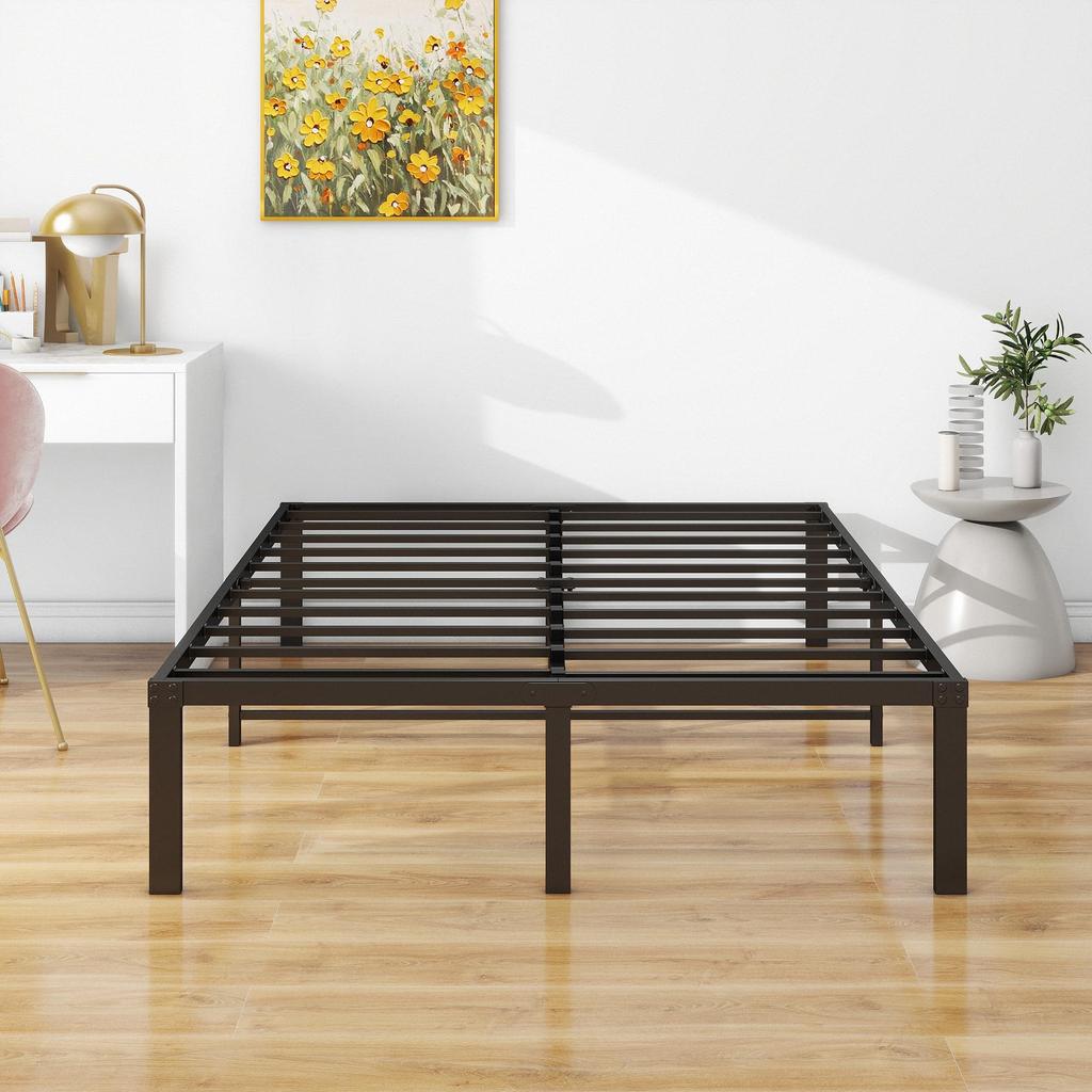 Bed Frame 120x200 Cm Metal, Sturdy Platform Bed with Headboard, Noiseless, Easy Assembly, No Box Spring Needed, Ideal for Couples & Guest Rooms