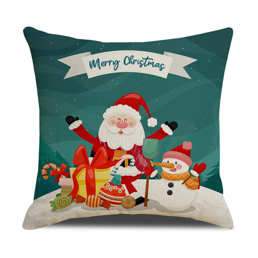 Cartoon Santa Claus Reindeer Series Linen Pillow Cover Nordic Office Sofa Cushion Cover Cushion Cover