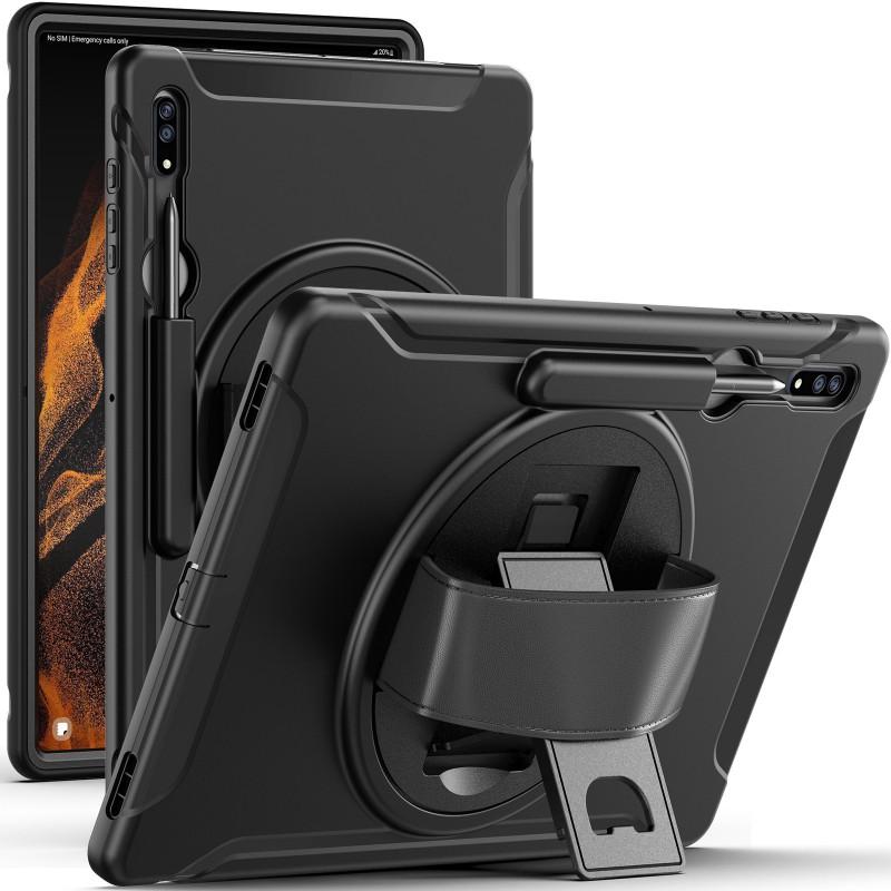 Shockproof Tablet Case With Wrist Strap Rotating PC Stand Galaxy Tab S8 Ultra X900 X906