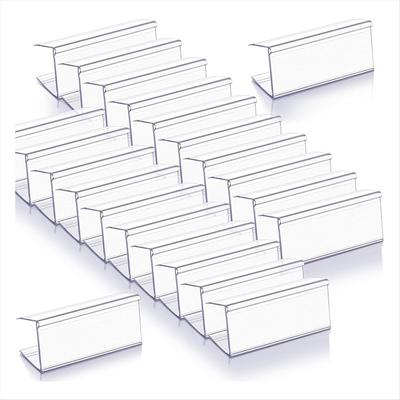 BHBL 100 Pcs Wood Shelf Label Holders Clear Plastic Price Tag 2.4 In L X 1 In H for Bookshelf Shelves, Wood Shelf Sign