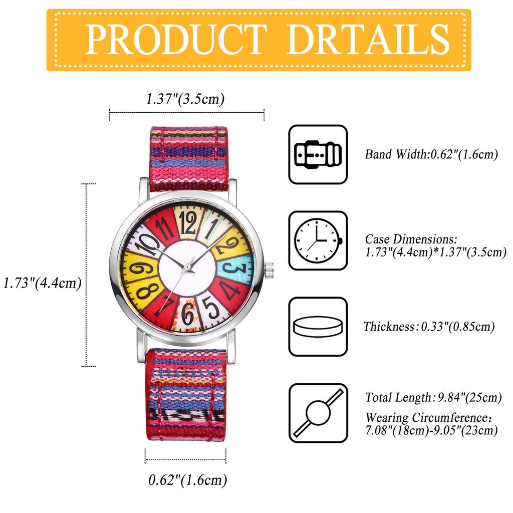 Round Wristwatch with Braided Strap and Waterproof Bohemian Floral Genuine Casual Analog Quartz Adjustable Stylish Popular Fashion Watch Perfect Gift