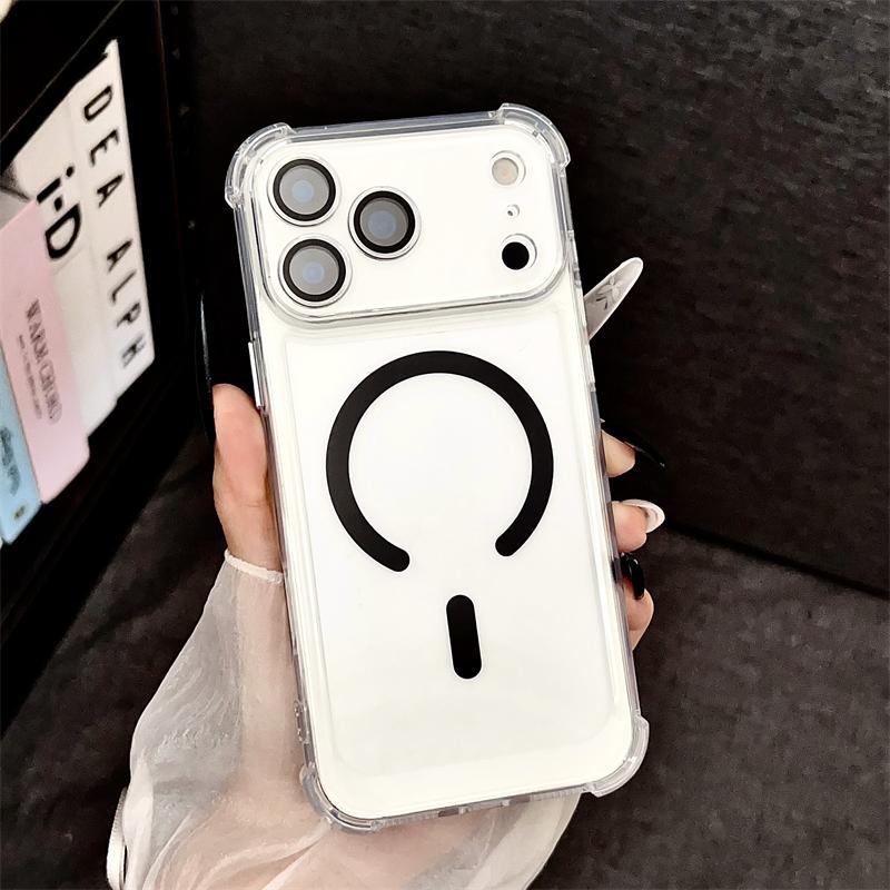 Shockproof Armor For Magsafe Clear Acrylic Phone Case For iPhone 17 17Air 17Pro 17Pro Max Wireless Charging Protective Cover