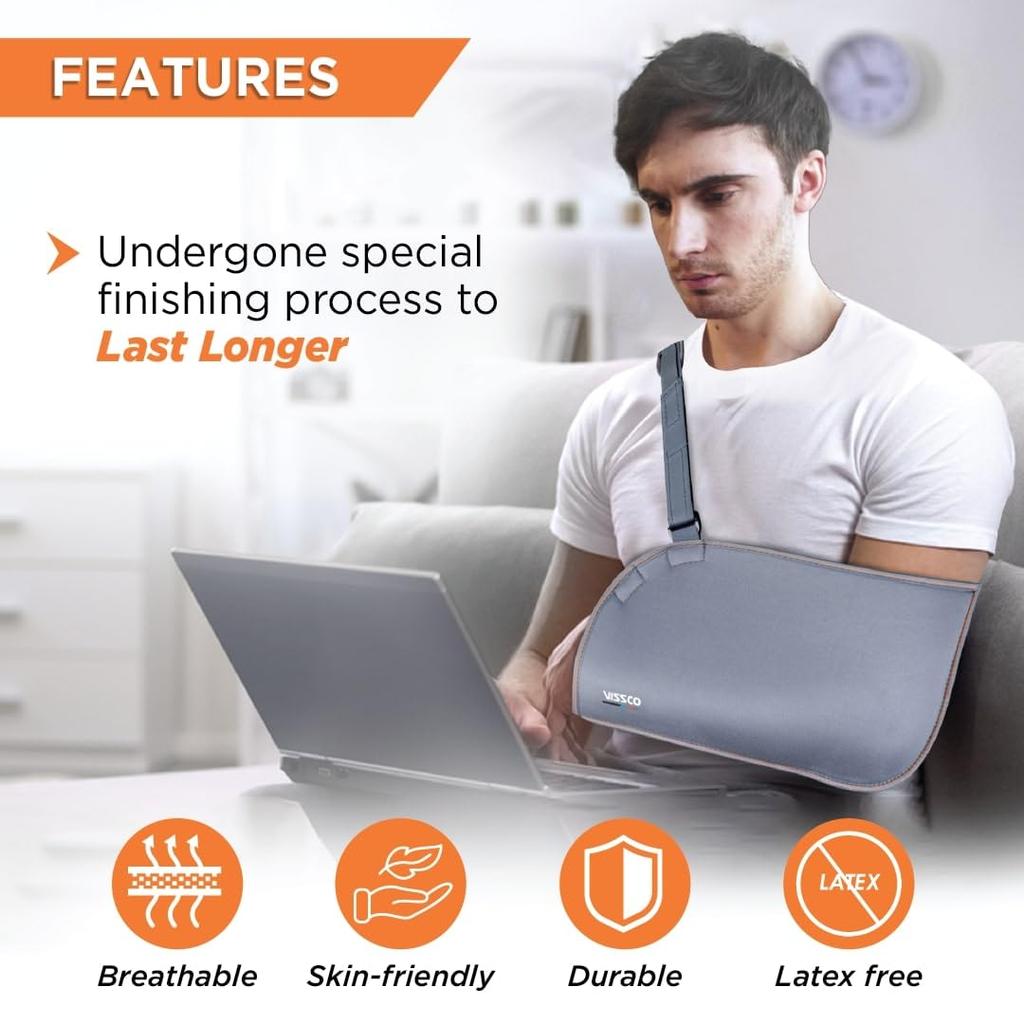 Vissco Arm Pouch Sling (Moderate Support), Shoulder Support for Fracture Support, Immobilization, Prevents Shoulder Dislocation, Skin Friendly &