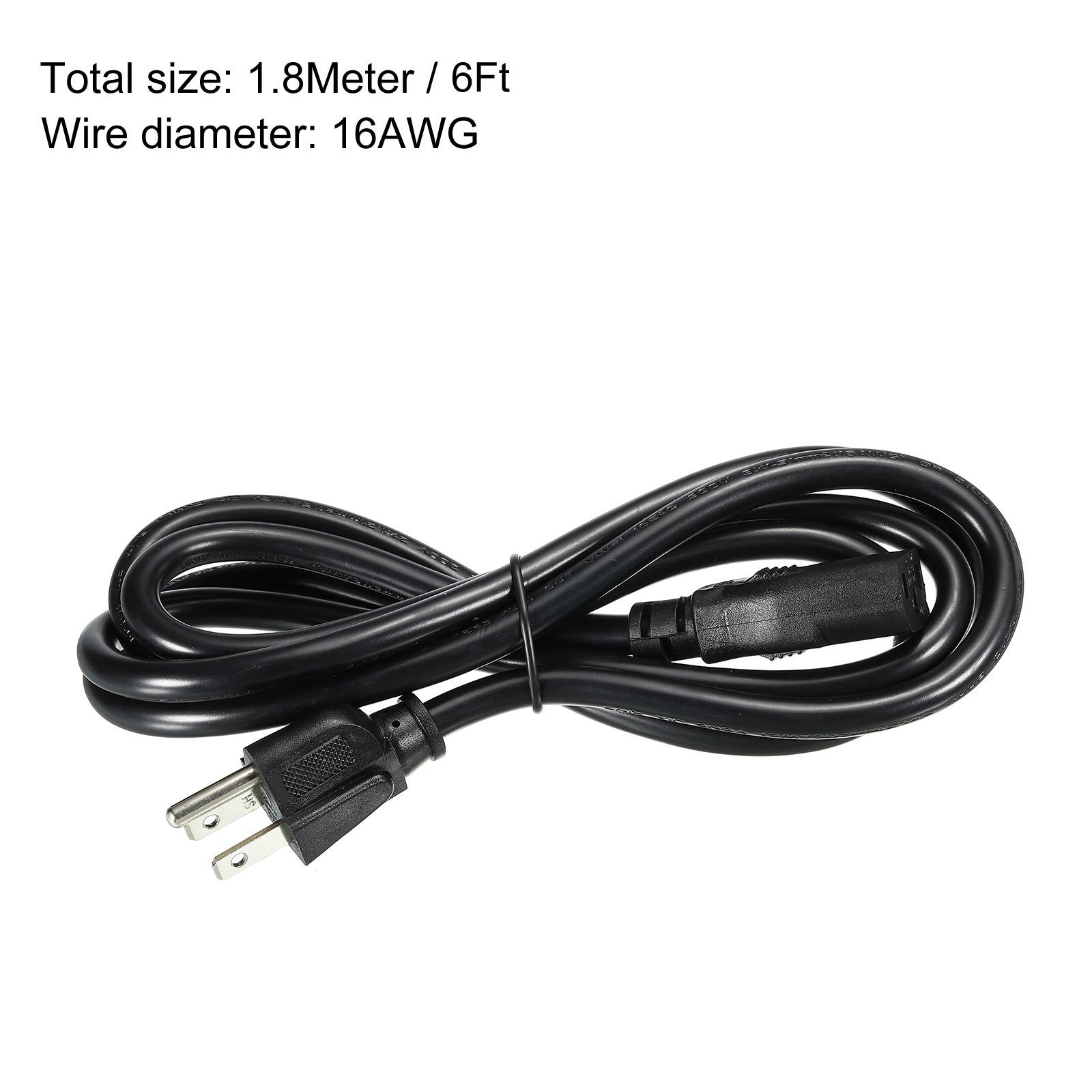 

1Pcs 1-3meter 3 Prong 14/16/18AWG AC Power Cord US Plug AC Cable NEMA 5-15P to C13 Female for Laptop TV Computer Printer Monitor