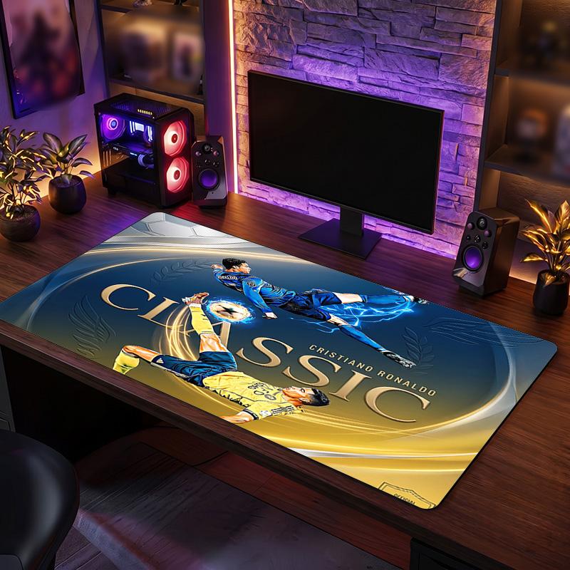 Cristiano Ronaldo Wappen Mauspads, Erweitertes rutschfestes Gummi Schreibtischmatte für Gaming Büro Laptop Fan Geschenk
