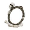 Vintage Skeleton Mirror Frame Statue Gothic Halloween Skull Hold Mirror Figurine Resin Skeleton Sculpture for Shelf Mantel Home Office Decor