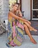 2026 Summer V-Neck Floral Spaghetti Strap Maxi Dress, Women's Backless Design