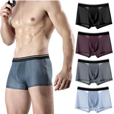 3Pcs Mens Underwear Boxer Men Mesh Seamless Shorts Pants Comfort Ice Silk Boxers Size L XL 2XL 3XL 4XL 5XL