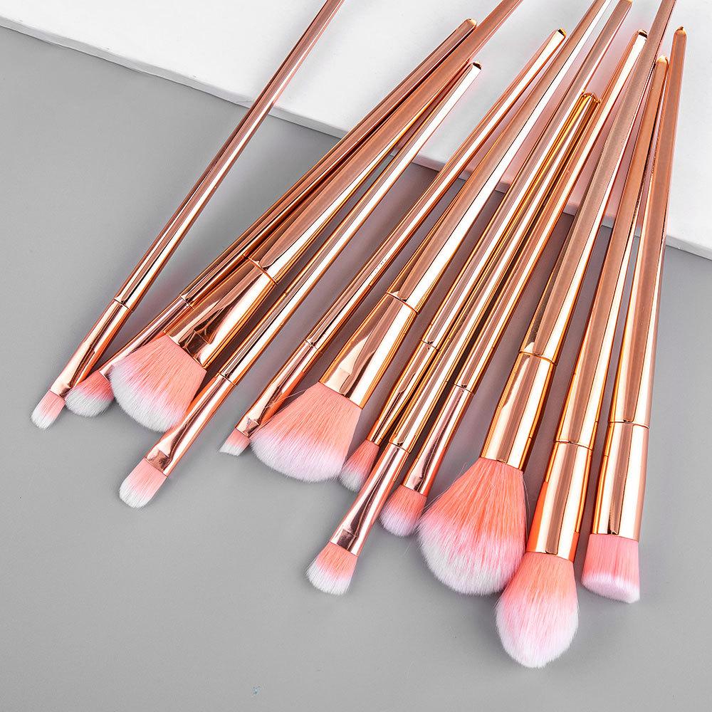 New 12 rose gold makeup brush set, plastic handle blush eyeshadow brush beauty tool