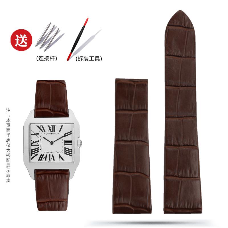 18mm Uhrenarmband 21mm für Car-tier Uhr W2006951 WH100751 Sandoz Santos Mechanisches Rindsleder mit Stahl-Kopf-Endglied Genarbtes Armband