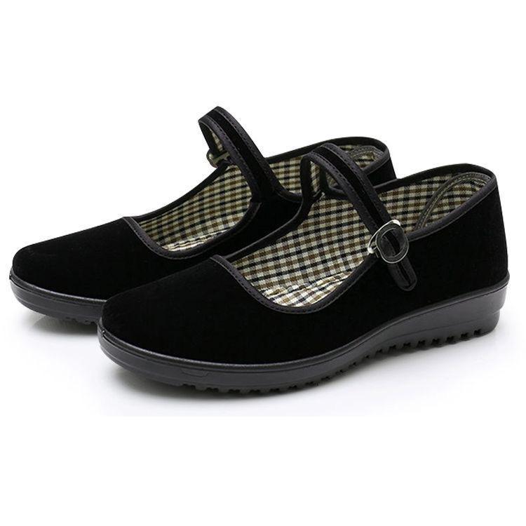 Cloth shoes, flat sole single shoes, casual hotel shoes, black soft-soled dancing shoes