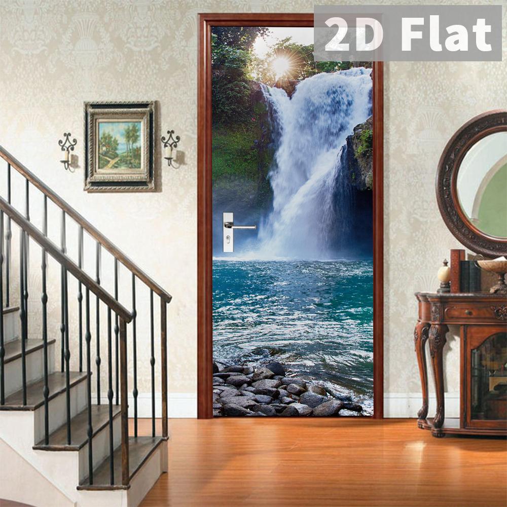 76Style 77/90cm Self-Adhesive Door Stickers Removable Wall Sticker Scenery Wallpaper Stone Stair Murals for Doors Modern Home Decor