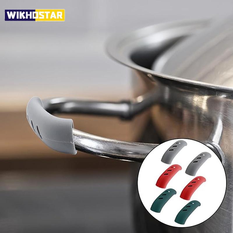 6Pcs Silicone Heat Insulation Pot Handle Non-slip Pot Handle Cover High Temperature and Wear Resistance Handle Kitchen Gadgets