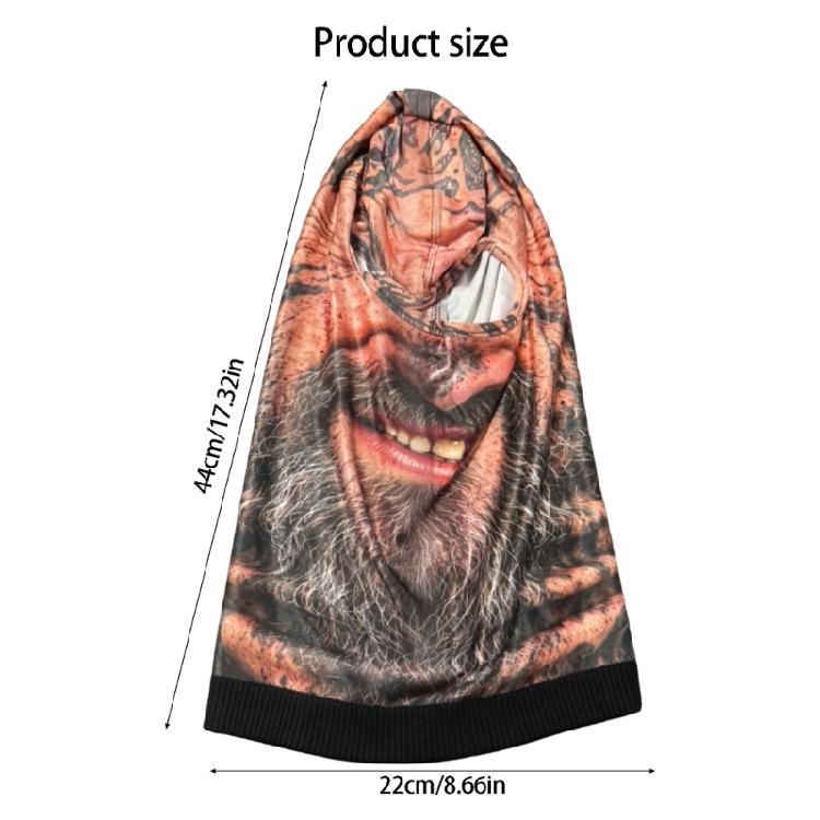 Fleece-Stoff Sturmhaube Skimaske mit 3D-Charaktergesicht, Warmer Kopf- und Nackenschutz für Outdoor-Sportarten und Kostümwear