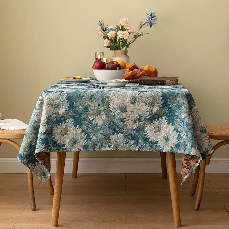 Retro Tablecloth Red Festive Jacquard Table Cloth Christmas Chunky Tablecloth Wedding Decoration Party Table Cloth Desktop Decor