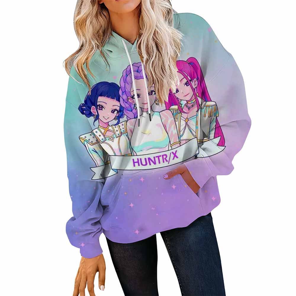 KPOP Demon Hunters Women's New Hooded Sweatshirt Oversized Soft Kangaroo Pocket Long Sleeve Autumn Winter Fashion Hoodies