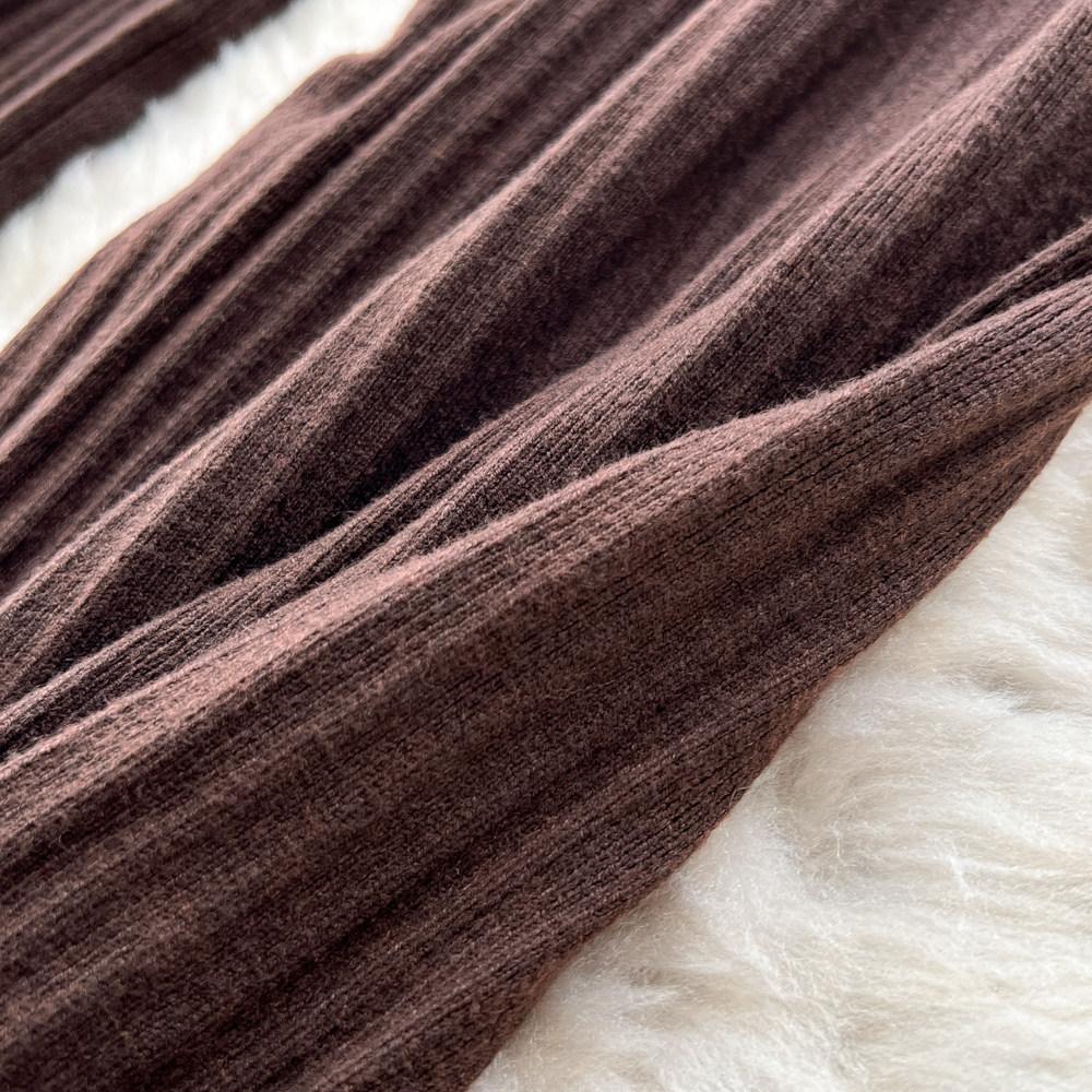 Herbst Winter Damen Lässiger Stil Gestrickter Pullover Kordelzug Weites Bein Hausanzug Hose