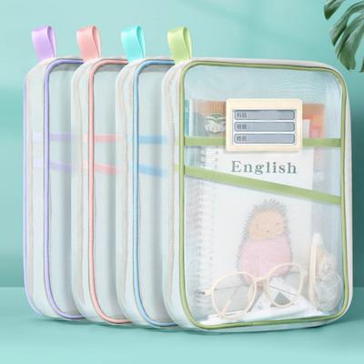 Síťová taška na zip A4 velikost dopisu 3vrstvá průhledná taška na dokumenty s držadlem organizér na dokumenty do školy na cesty do kanceláře