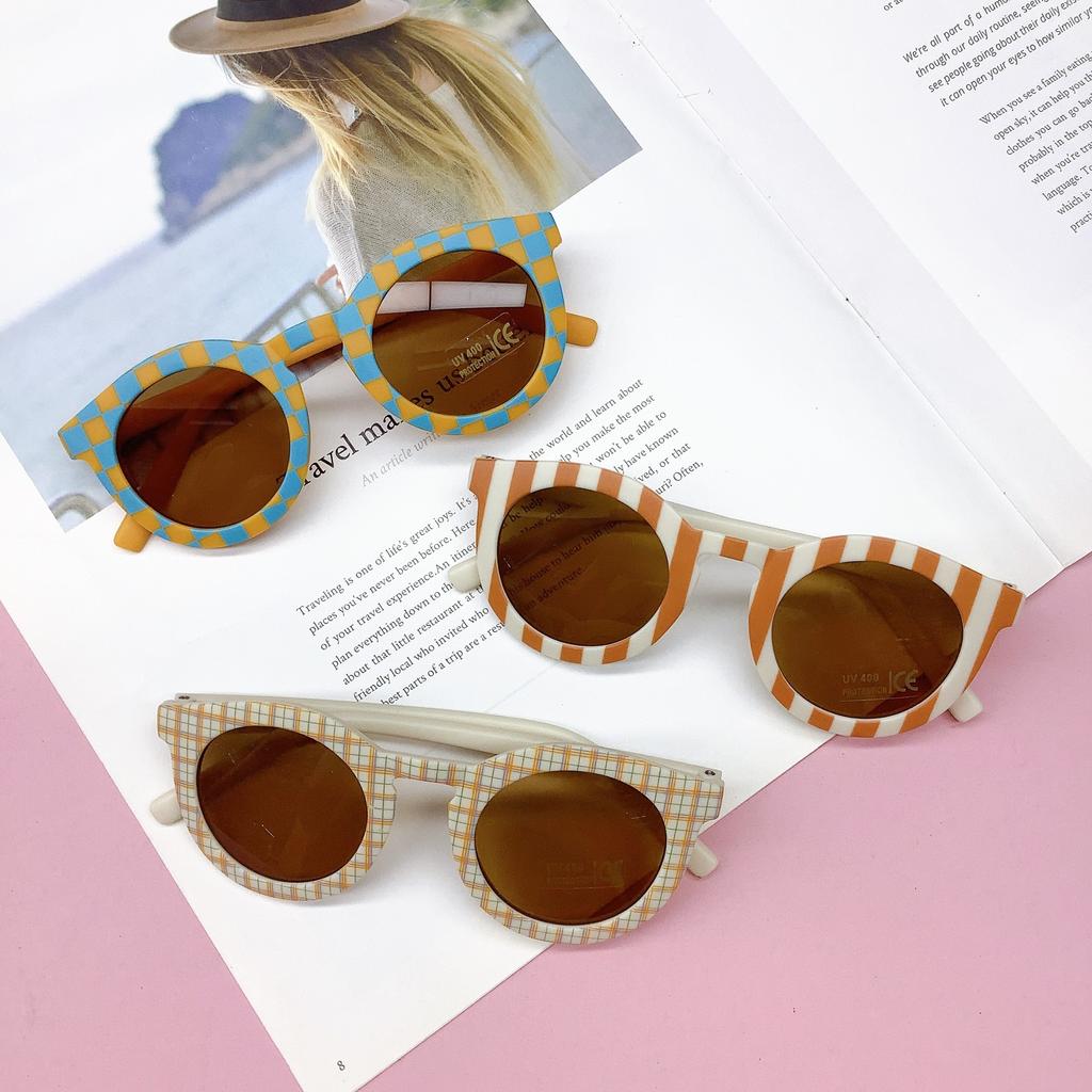 Individualized Children's Sunglasses Fashion Boys and Girls Checkerboard Sunglasses Baby anti-UV Glasses Tide