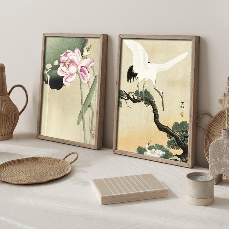 Chinese Ink Style Frameless Canvas Painting Decorative Art Printing Poster Image Home Living Room Bedroom Decor Frameless Gifts