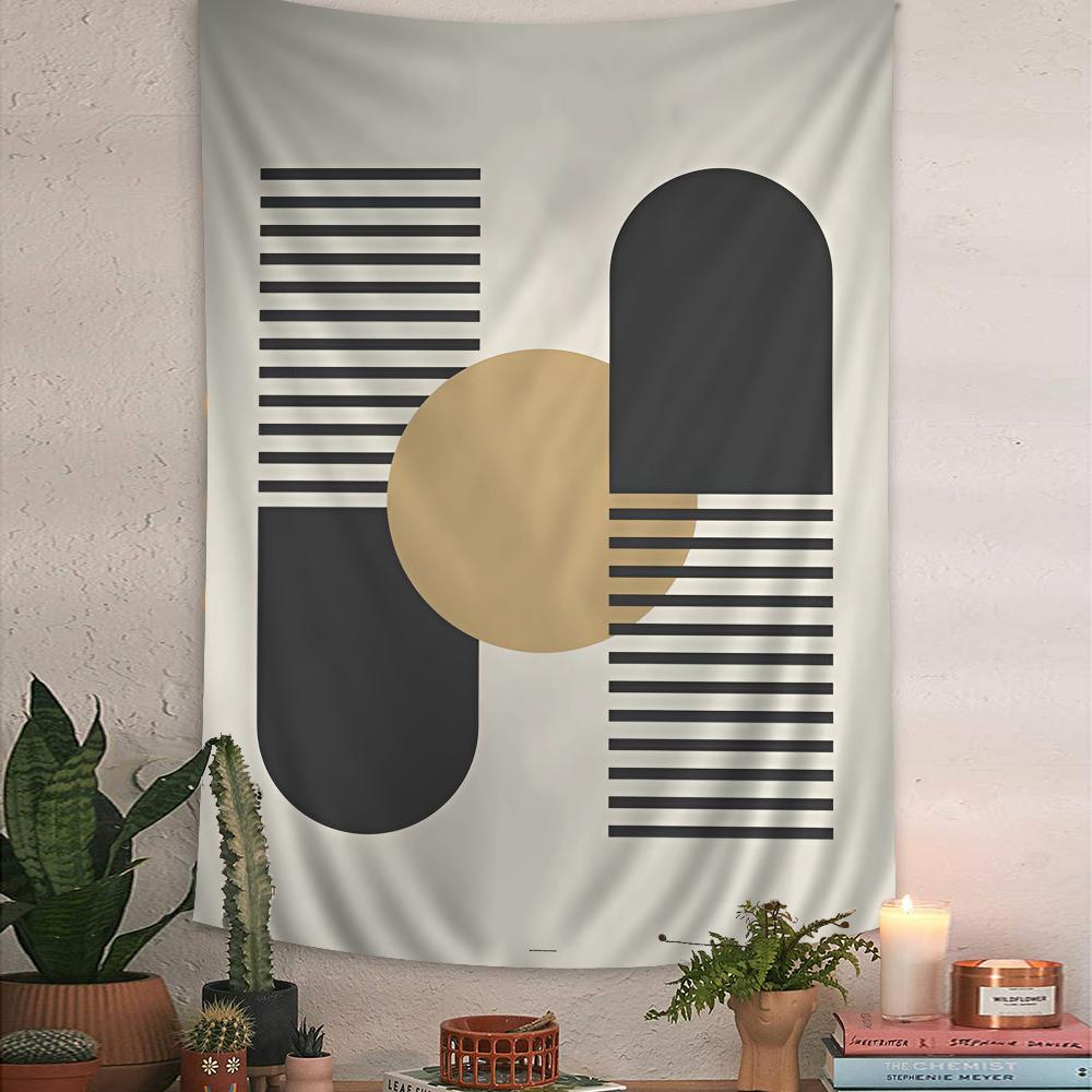 Black and White Minimalist Bauhaus Anime Tapestry Hippie Flower Wall Carpets Dorm Decor Wall Hanging Home Decor