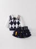 Autumn Girls' Three-Piece Set: Rabbit Police Officer Sweater & JK Academy Style Skirt
