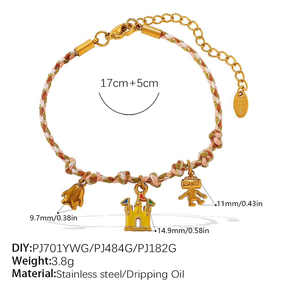 Vintage seaside style DIY freshwater pearl pendant bracelet stainless steel gold-plated ceramic pendant necklace female