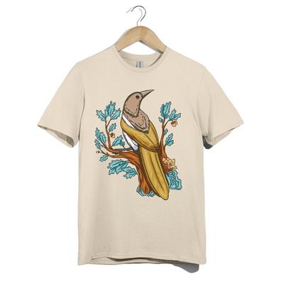 Golden Bird On Branch Tshirt Unisex Vintage Nature Wildlife Art Outdoor Gift Tee