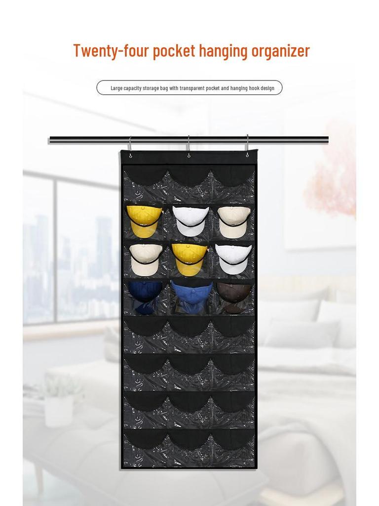 24-Grid Hanging Door Storage Organizer - No-Drill for Underwear, Bras, Socks, and Hats