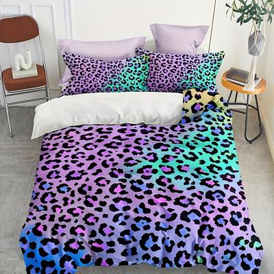 Lila Gepard Wilder Leopard Bettwäsche Set Tier Bettbezug Set Schlafzimmer Dekor 1 Stück* Bettbezug + 2 Stück Kissenbezüge