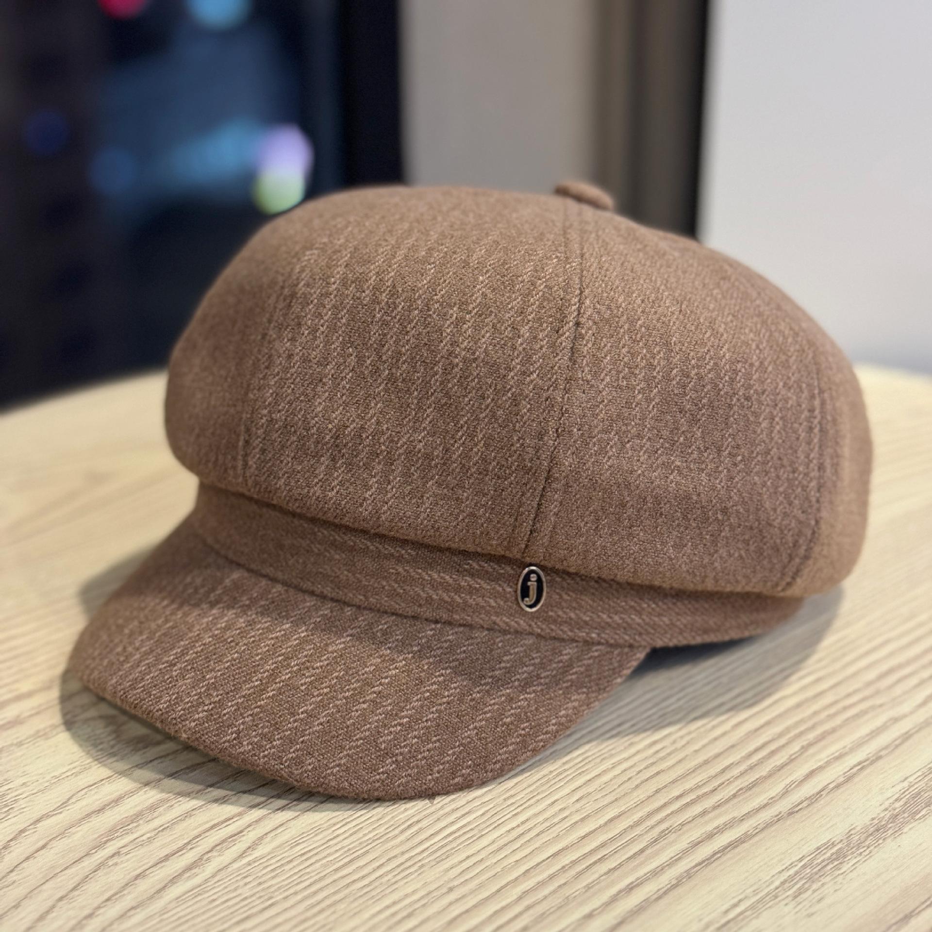 

Осенне-зимняя восьмиугольная шляпа с буквой J, японская литературная ретро беретка художника, кепка для большой головы Adjustable