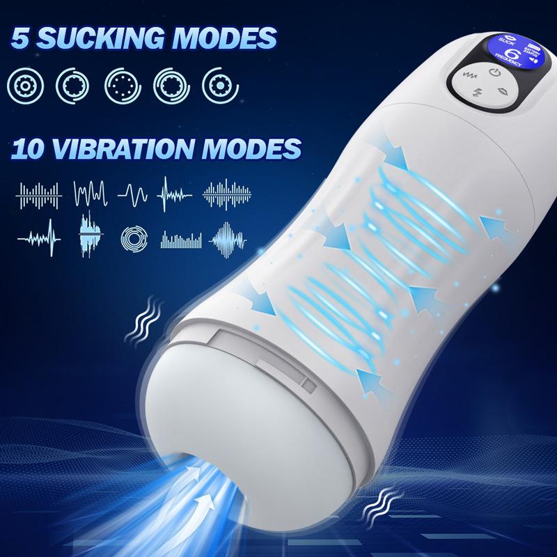 New Fully Automatic Retractable Suction and Heating LCD Display Aircraft Cup for Men's Masturbation and Adult Sex Toys