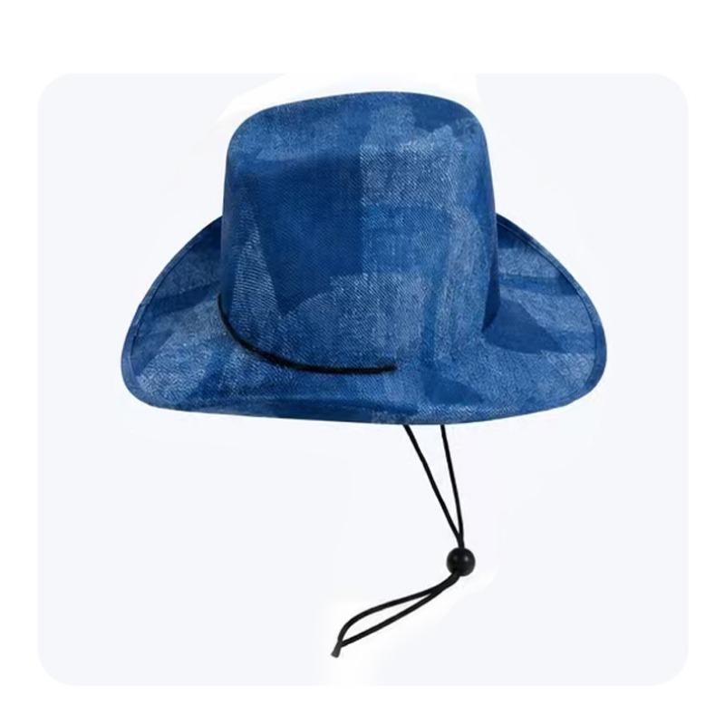 Women Men Vintage Western Cowboy Jazz Hat Outdoor Sun Protection