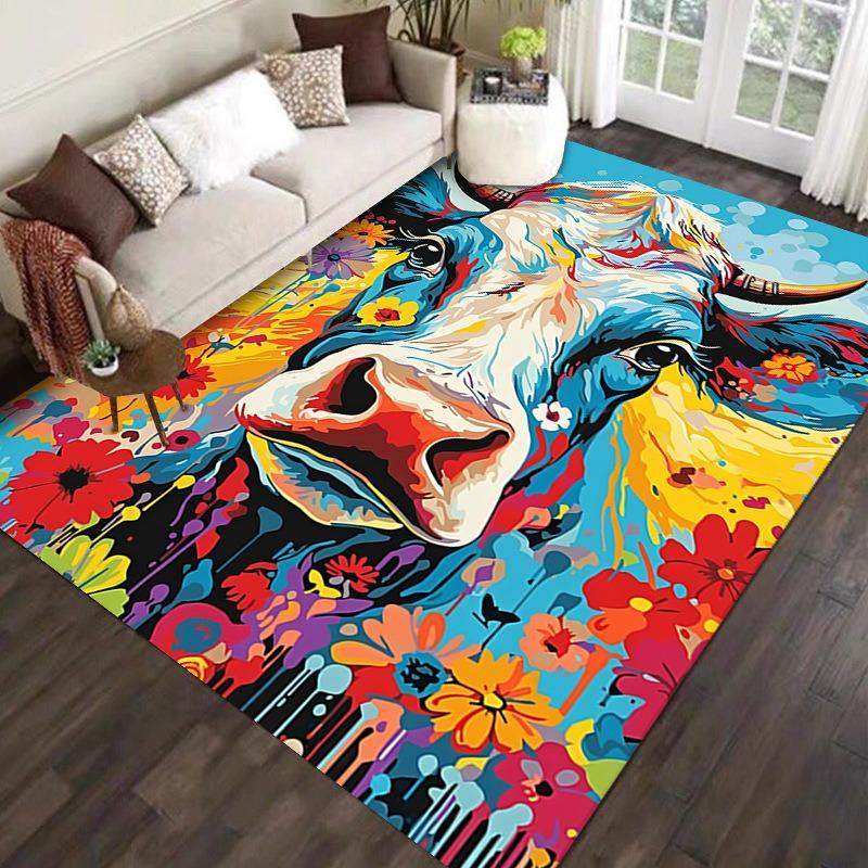 Tiere Malstil Muster Teppich für Zuhause Wohnzimmer Schlafzimmer Sofa Fußmatte Dekor Großer Bereichsteppich Rutschfeste Bodenmatte Mode