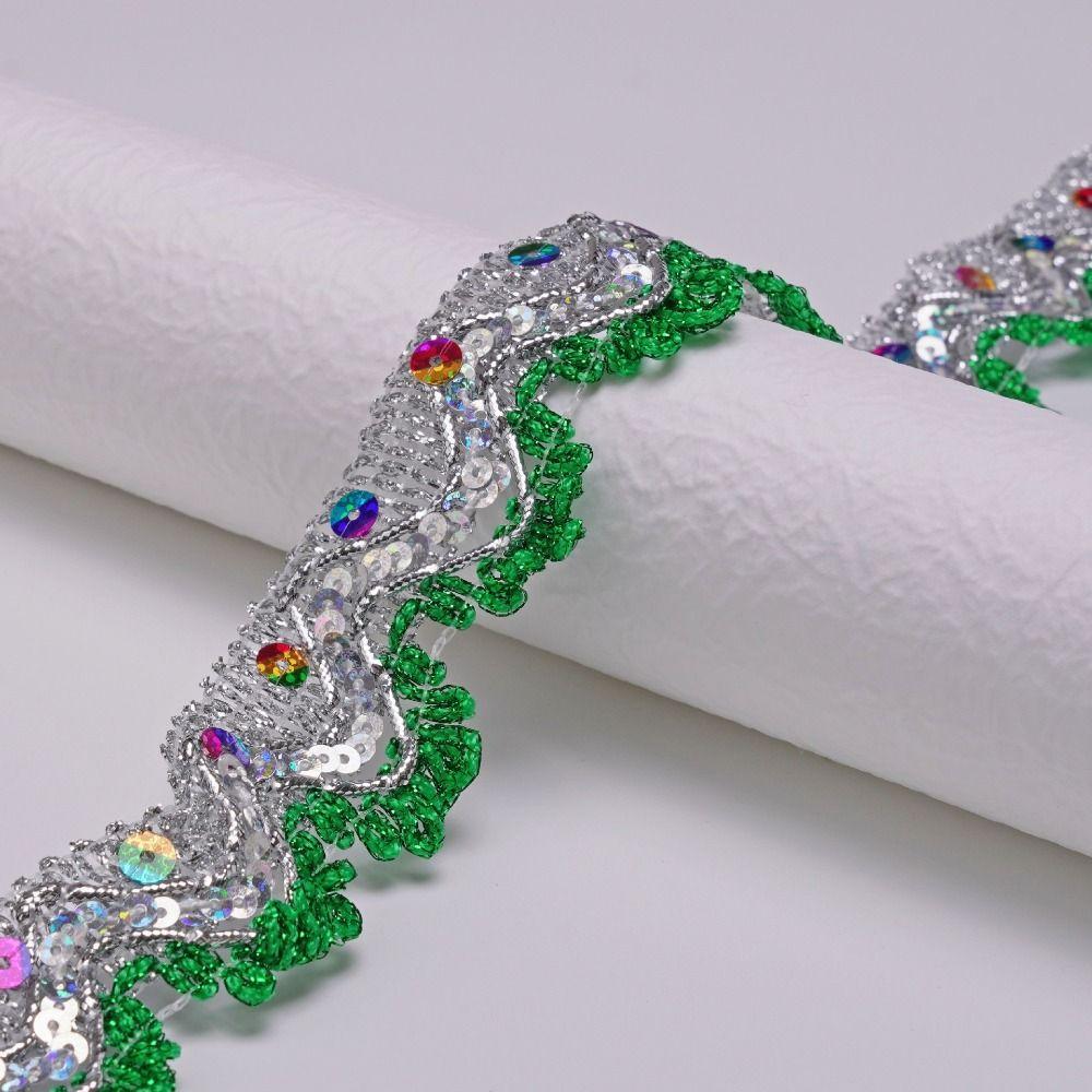 35mm Width Sequin Lace Trim Golden Silver Sewing Braided Lace Lace Trim Ribbon  For Dress Making