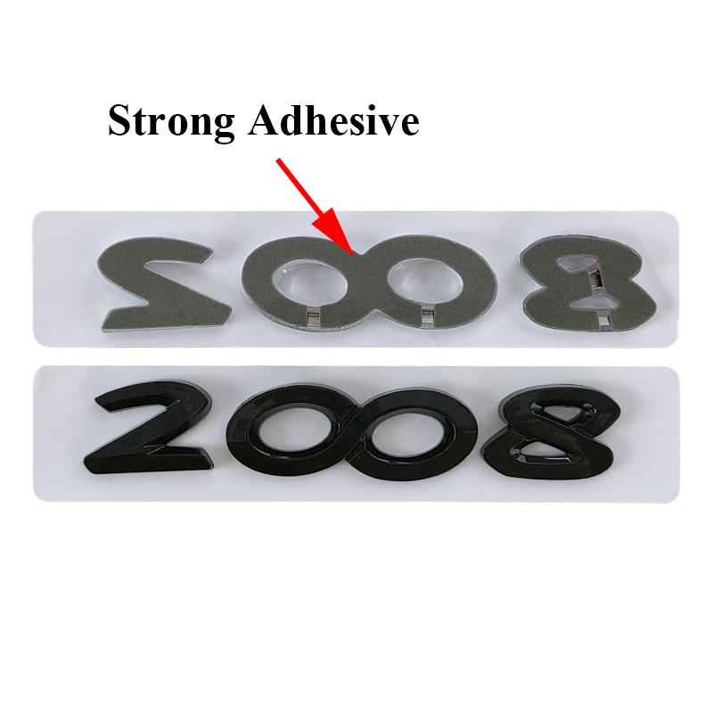 3d ABS Chrome Black Logo 3008 2008 4008 5008 Emblem Number Letters Nameplate WQPOK5 Sticker Car Trunk Badge Adhesive Decal Accessories