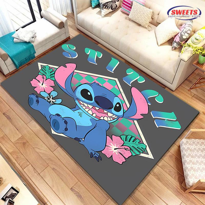 NO.3 Disney Lilo & Stitch Temalı Halı! Yatak Odası Oturma Odası Yatak Matı, Kaymaz Zarif Ev Dekorasyonu, Dayanıklı Makinede Yıkanabilir Halı