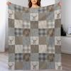 Hirsch Patchwork Rustikal Neutral Töne Überwurfdecke Dekorativer Weicher Überwurf für Couch Sofa