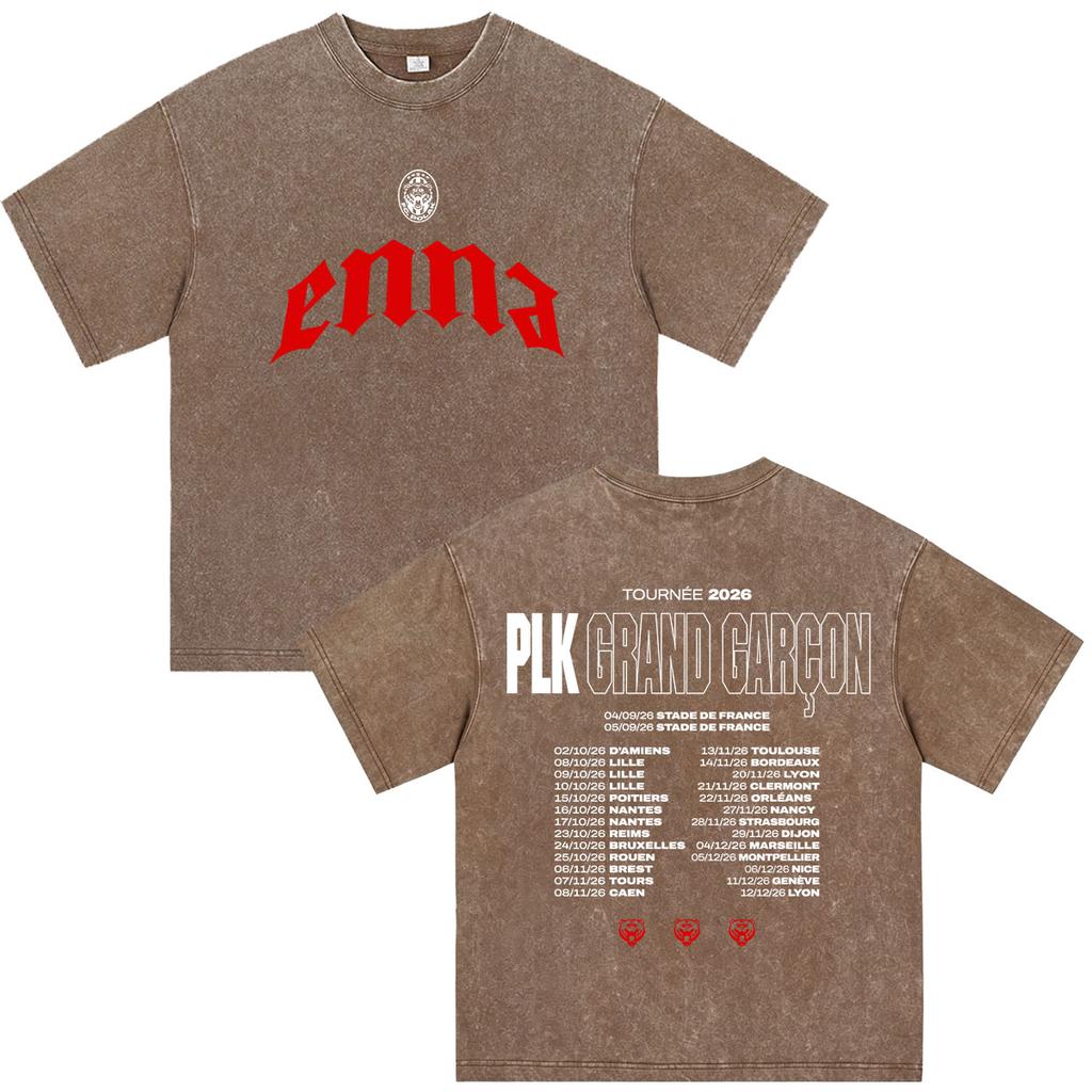 Raper PLK Enna 2026 Tour POLAK 92 Vintage Spierane Koszulki Męskie Damskie Ubrania Moda Krótki Rękaw Oversize Koszulki Streetwear