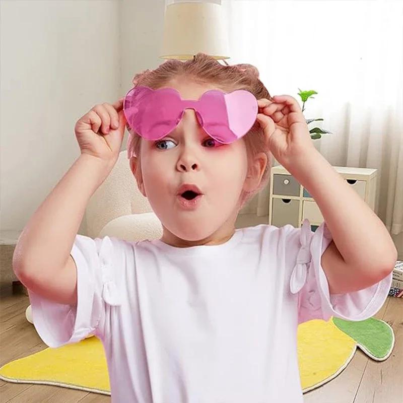 Sunglasses for Women Jelly Color Frameless Heart Shaped One-piece Glasses Dazzling Color Glasses