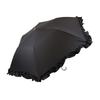 Macocca Uchimizu Folding Light UV 51cm Sun and Rain Folding Frill Black Umbrella, 100% Blocking, 100% Protection, 99.9% Near-Infrared Protection,