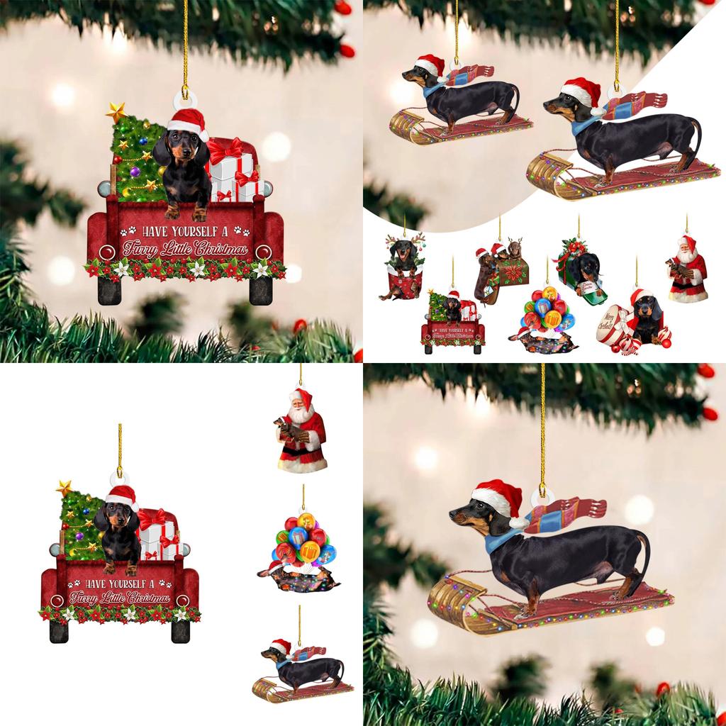 Cute 2023 Christmas Dachshund Hanging Decoration For Car And Home Ornament Collection