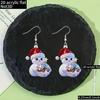 Cross-border new bohemian snowman earrings mini snowball Christmas party flat acrylic snowman earrings