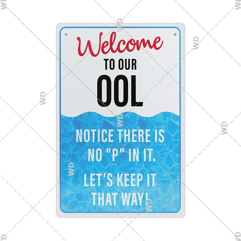 Tin Sign Pool Funny Rules Vintage Plaque Welcome Warning No Swimming Instruction Metal Sign For Home Pool Store Club Wall Decor
