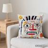 2D Flat - 1pc 2D Flat Artistic Abstract Face Pattern Printed Pillow - a Unique And Creative Choice for Living Room Decor